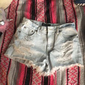 distressed denim shorts